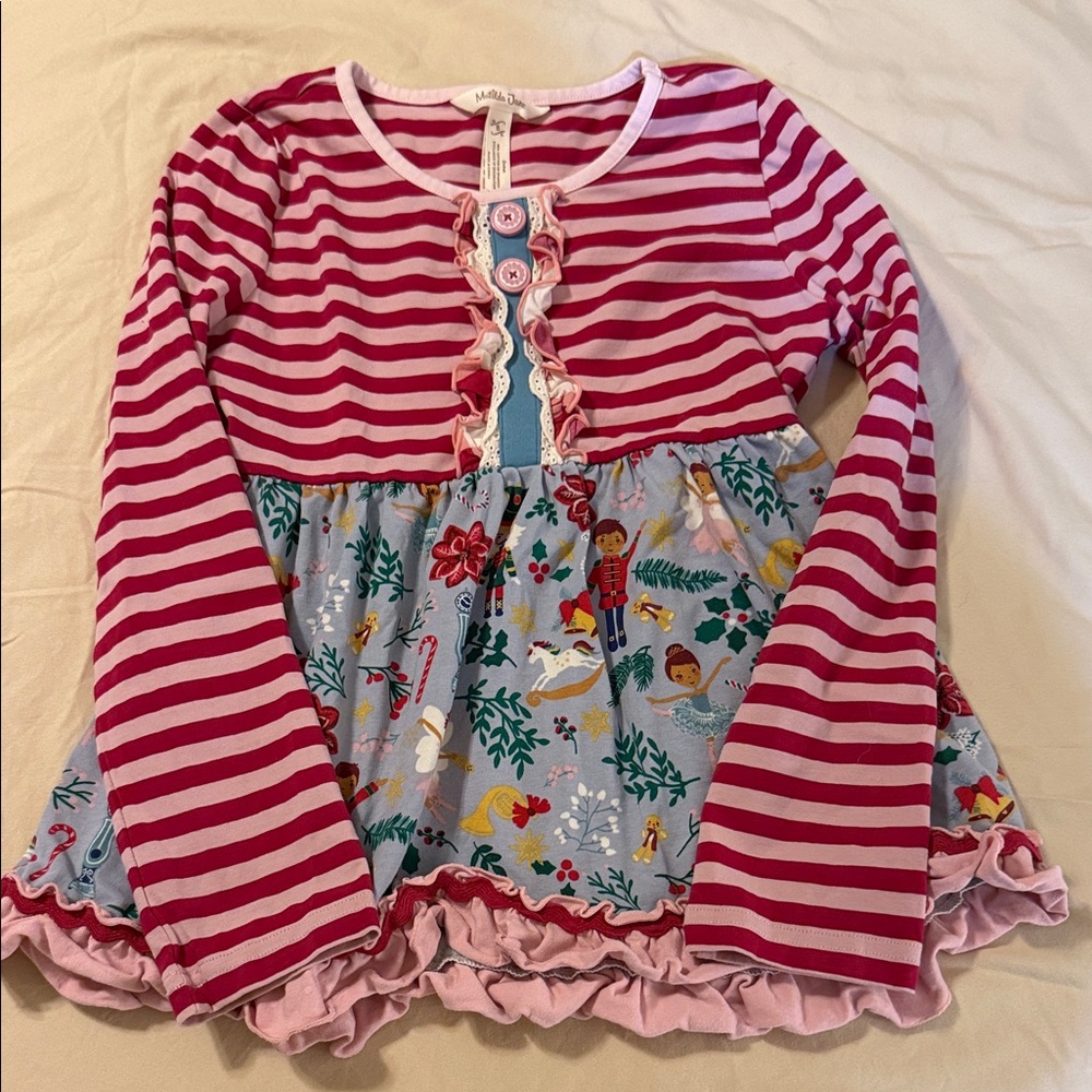 Matilda Jane Pink Striped and Blue Floral Top